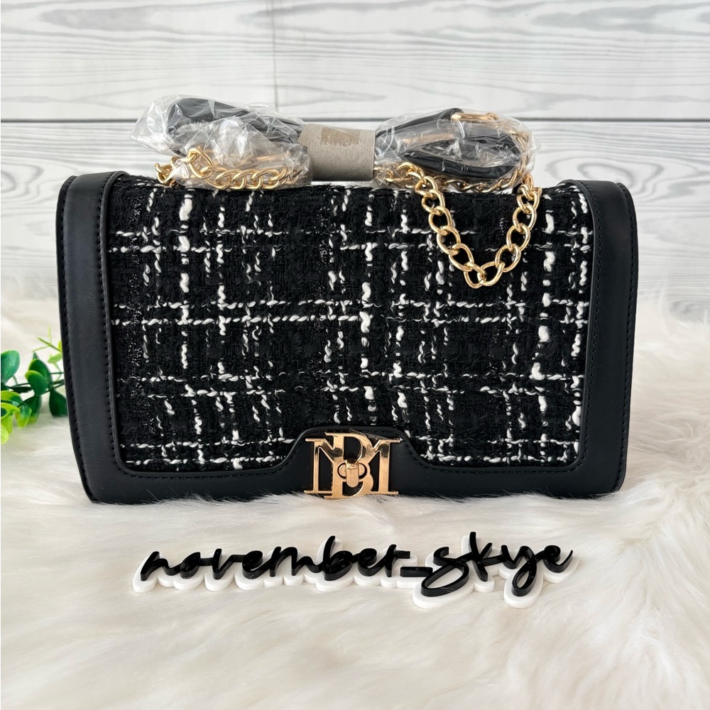 Badgley Mischka Tweed Crossbody Bag with Gold‎ Hardware